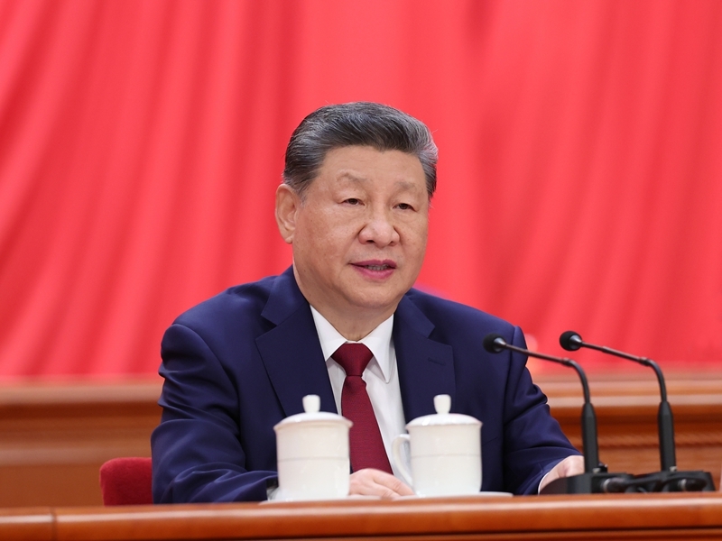 7月1日上午，庆祝中国共产党成立105周年大会在北京人民大会堂隆重举行。中共中央总书记、国家主席、中央军委主席习近平发表重要讲话。图片来源：新华网