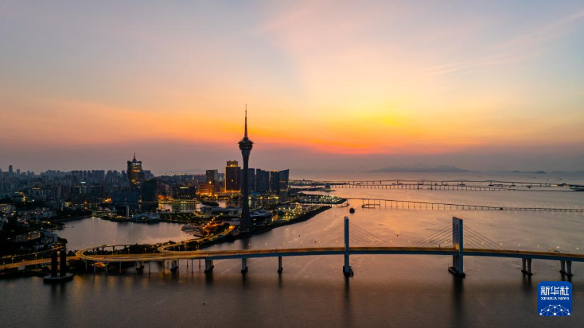 这是8月8日拍摄的澳门半岛景色（无人机照片）。