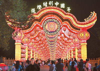 游客在参观2025年粤港澳大湾区灯会。