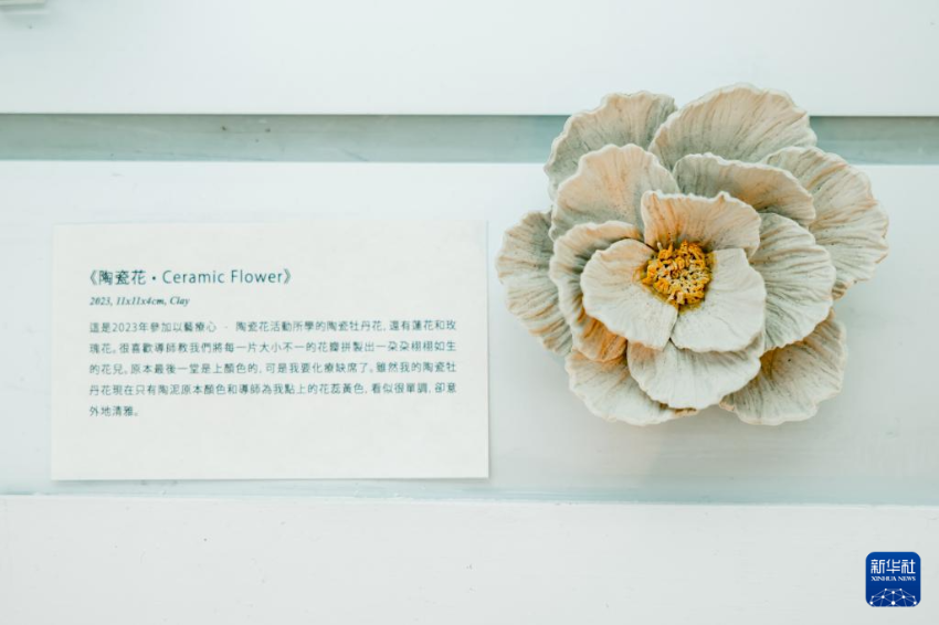 4月18日，香港癌症基金会服务使用者、患者叶颖瑜个人作品展上的陶瓷作品。