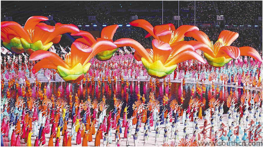 第十五届全国运动会开幕式已进行四次全要素彩排。张力坚 摄 第十五届全国运动会开幕式已进行四次全要素彩排。张力坚 摄