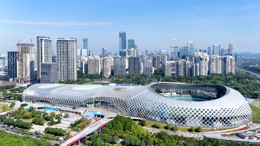 深圳湾体育中心(11月1日摄,无人机照片)。 深圳湾体育中心(11月1日摄,无人机照片)。