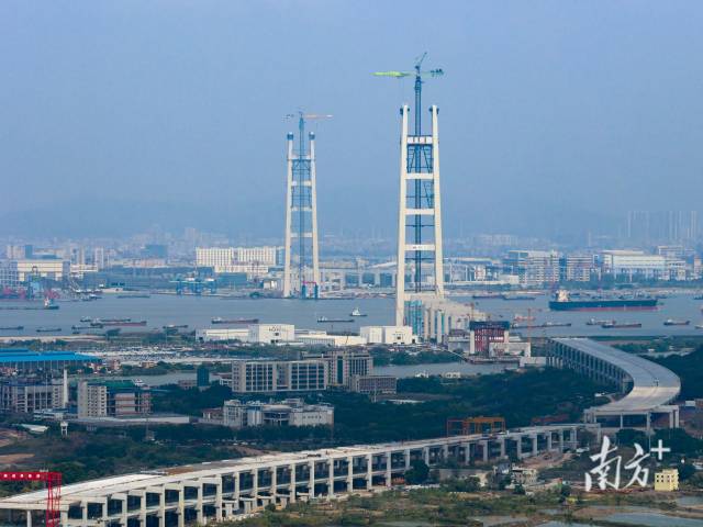 建设中的狮子洋通道。